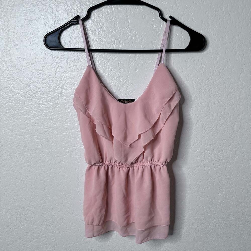 Blush Pink Chiffon Ruffle Camisole Tank Top - XS